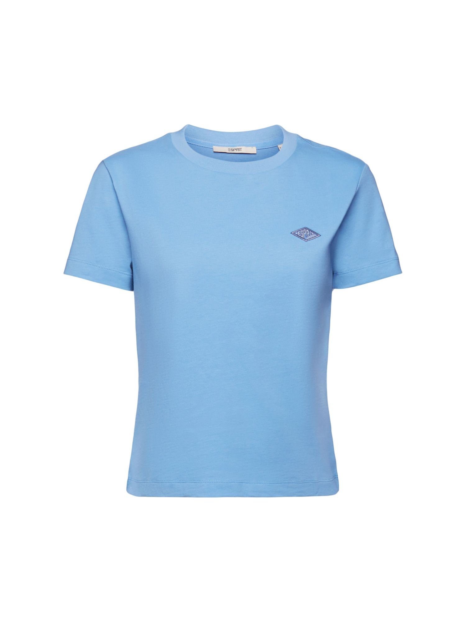 Esprit Langarmshirt T-Shirt aus Baumwolljersey mit Logostickerei (1-tlg) LIGHT BLUE LAVENDER