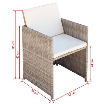 furnicato Gartenstuhl Gartenstühle 2 Stk. mit Polstern und Kissen Poly Rattan Beige