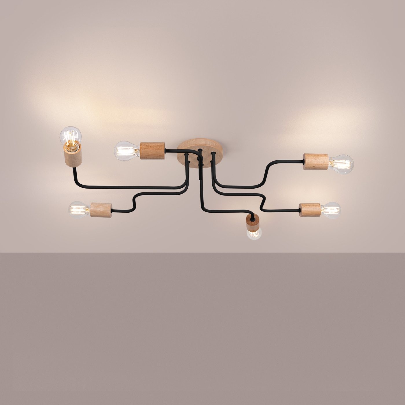 SOLLUX lighting Kronleuchter Kronleuchter Timbo 6 Schwarz, Nicht enthalten
