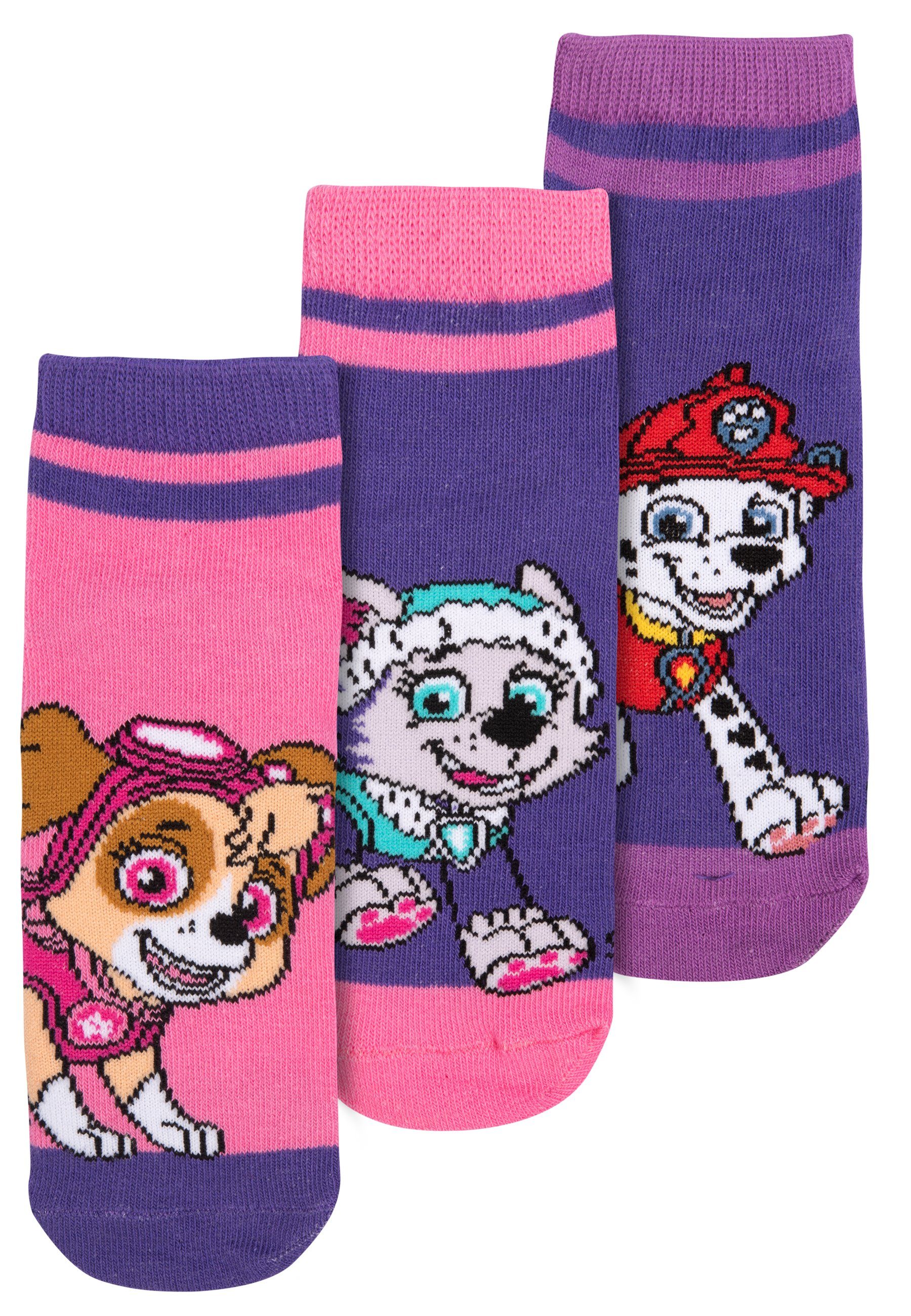 Söckchen Lila/Rosa Patrol Kinder Mädchen Paw Socken Socken United Labels® für Pack) (3er