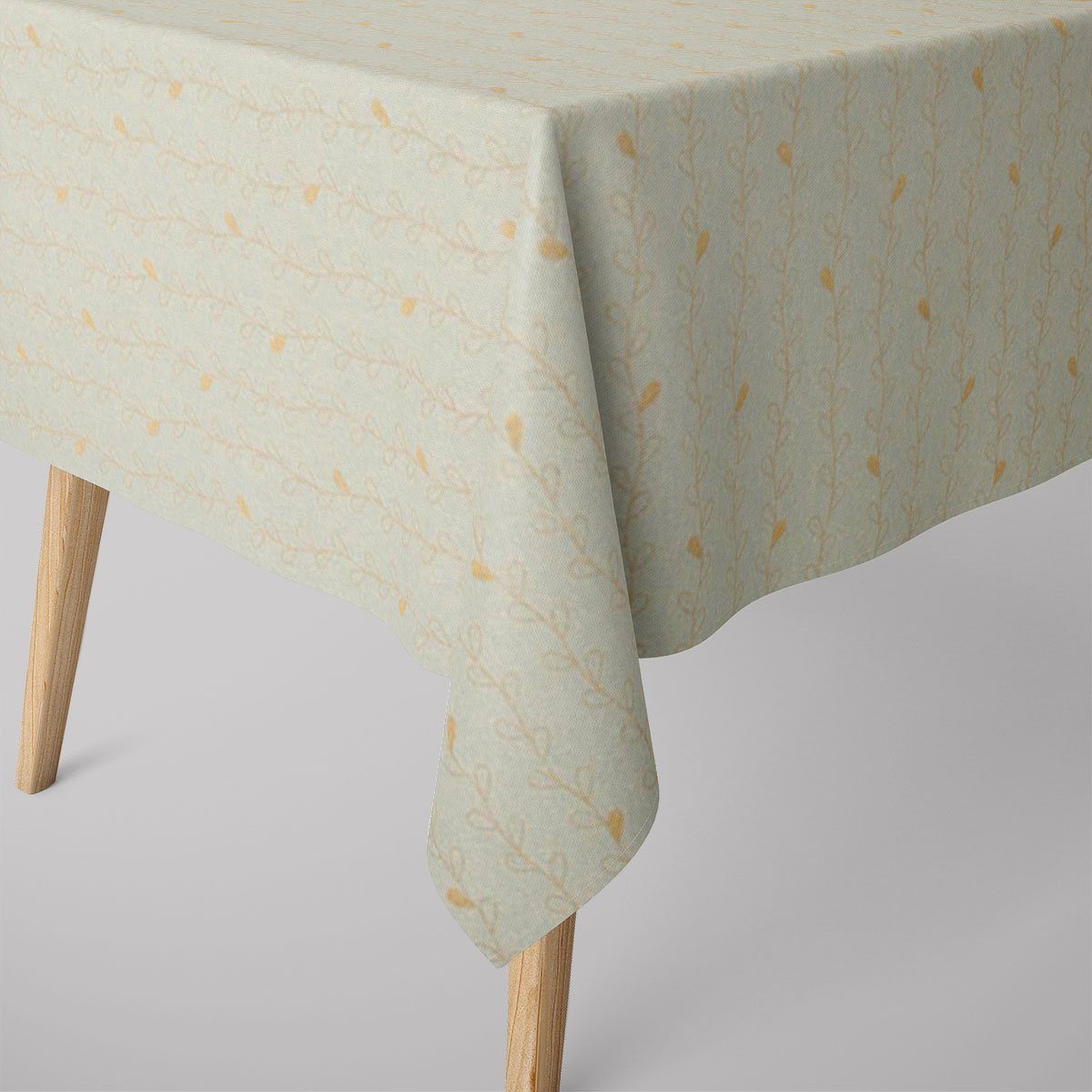 Tischdecke SCHÖNER LEBEN. Tischdecke Metallic Blätterranken mint gold