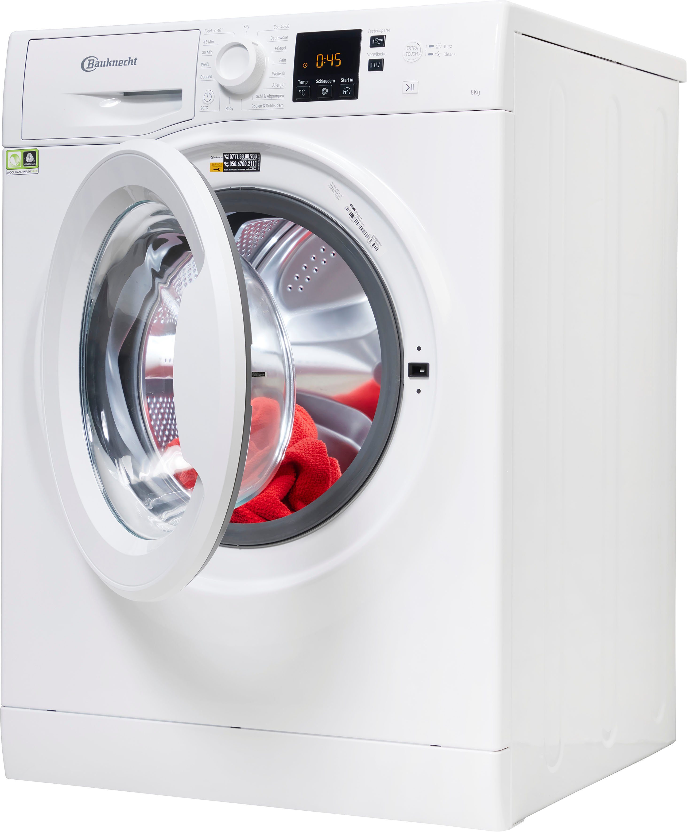BAUKNECHT Waschmaschine BPW 814 A, 8 kg, 1400 U/min, TOP 4 Flecken 40° & Anti-Allergie – 8 kg, geräuscharm – Bild 2 von 5