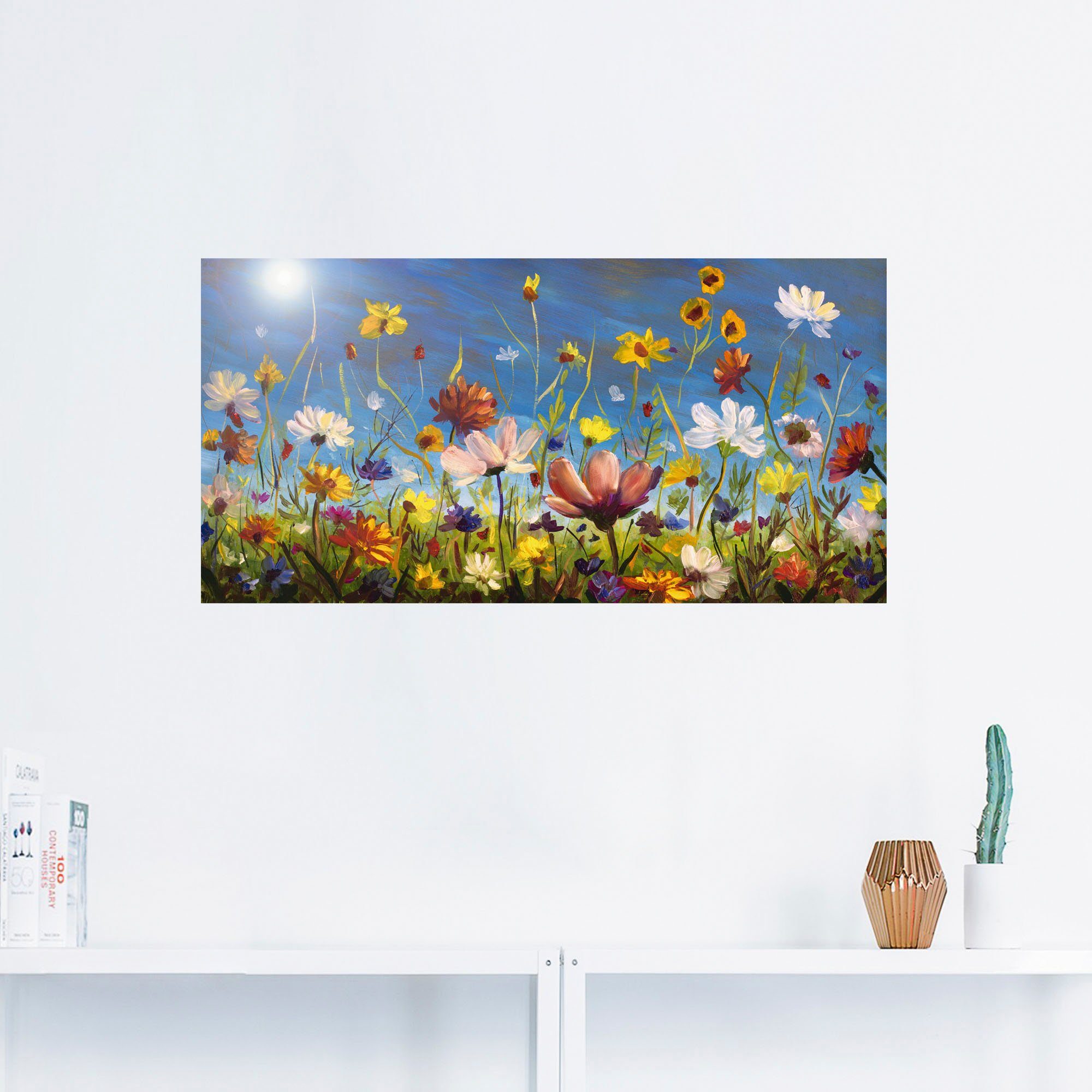 Artland Wandbild Wildblumenwiese blauer Himmel, Blumenwiese günstig online kaufen
