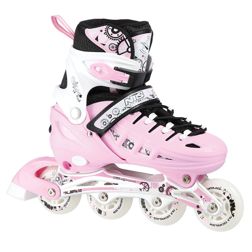 NILS EXTREME Inlineskates Kinderinliner Rollschuhe Schlittschuhe, (Spar-Set, 2-St., 31-34), 4in1, größenverstellbar, ABEC 7, Stahlkufe