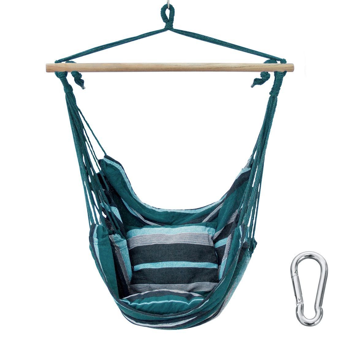 yourGEAR Hängestuhl yourGEAR Lombok Smaragd Hängeschaukel 360° Hängesessel 2 Kissen mit 240kg Sitz-Hängematte Swing max Chair - Hängesitz