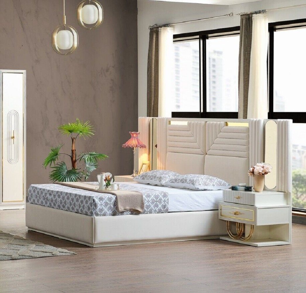 JVmoebel Schlafzimmer-Set Modern Schlafzimmer Set Bett + 2x Nachttische Design Möbel 3 tlg, (3-St., 1x Bett + 2x Nachttische), Made in Europa
