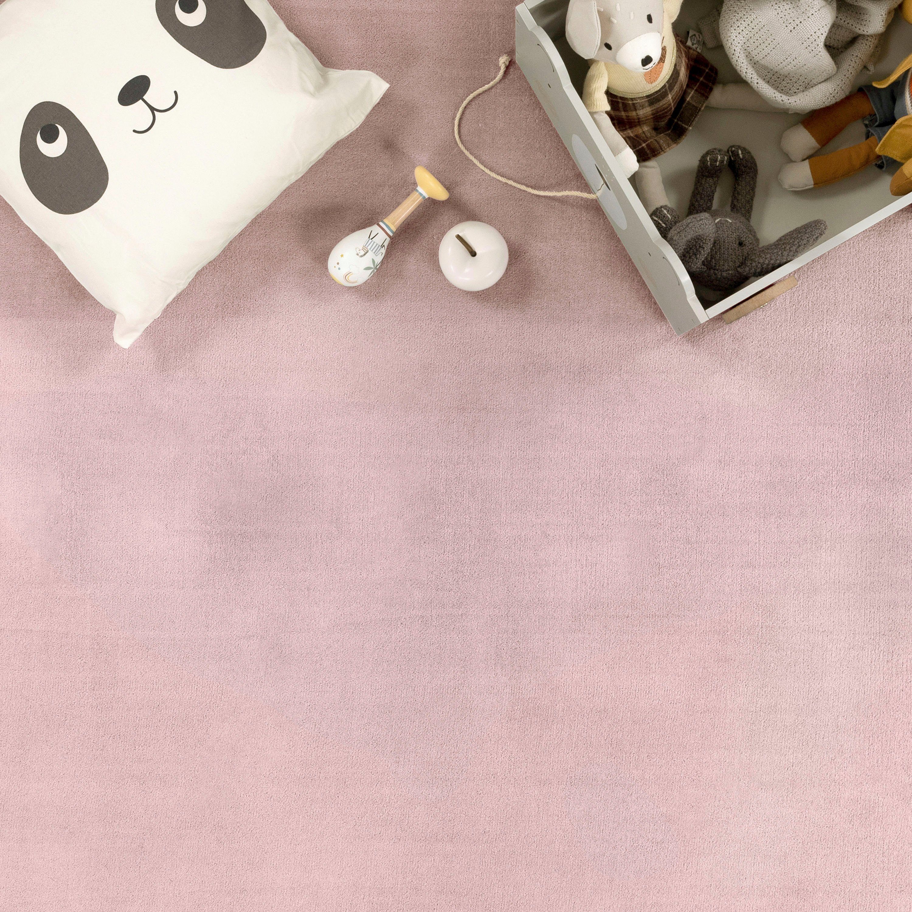 Teppich Tatami 475, Höhe: mm, Paco Uni Farben, Foam, 24 Memory Home, waschbar Kurzflor, mit pink rund
