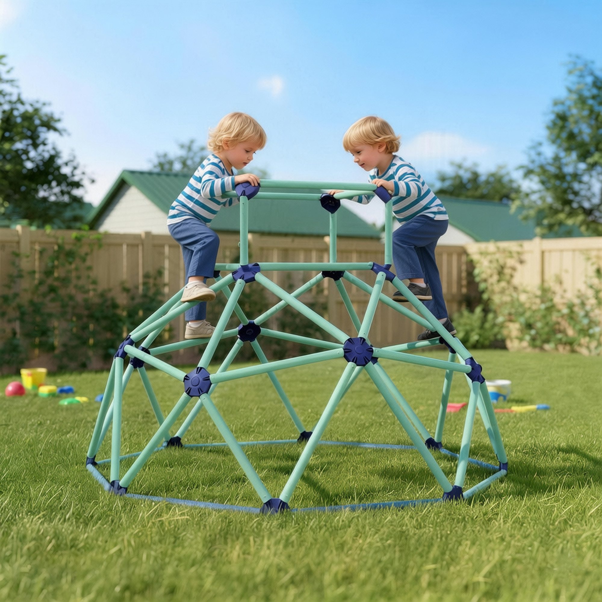 AIYAPLAY Klettergerüst Outdoor-Spielplatz für Kinder bis zu 90 kg, (182,5cm Kletterkuppel, 1-St., UV-beständig, wasserdicht Kletterdom), für Kinder von 3 bis 8 Jahren, Kunststoff, Blau