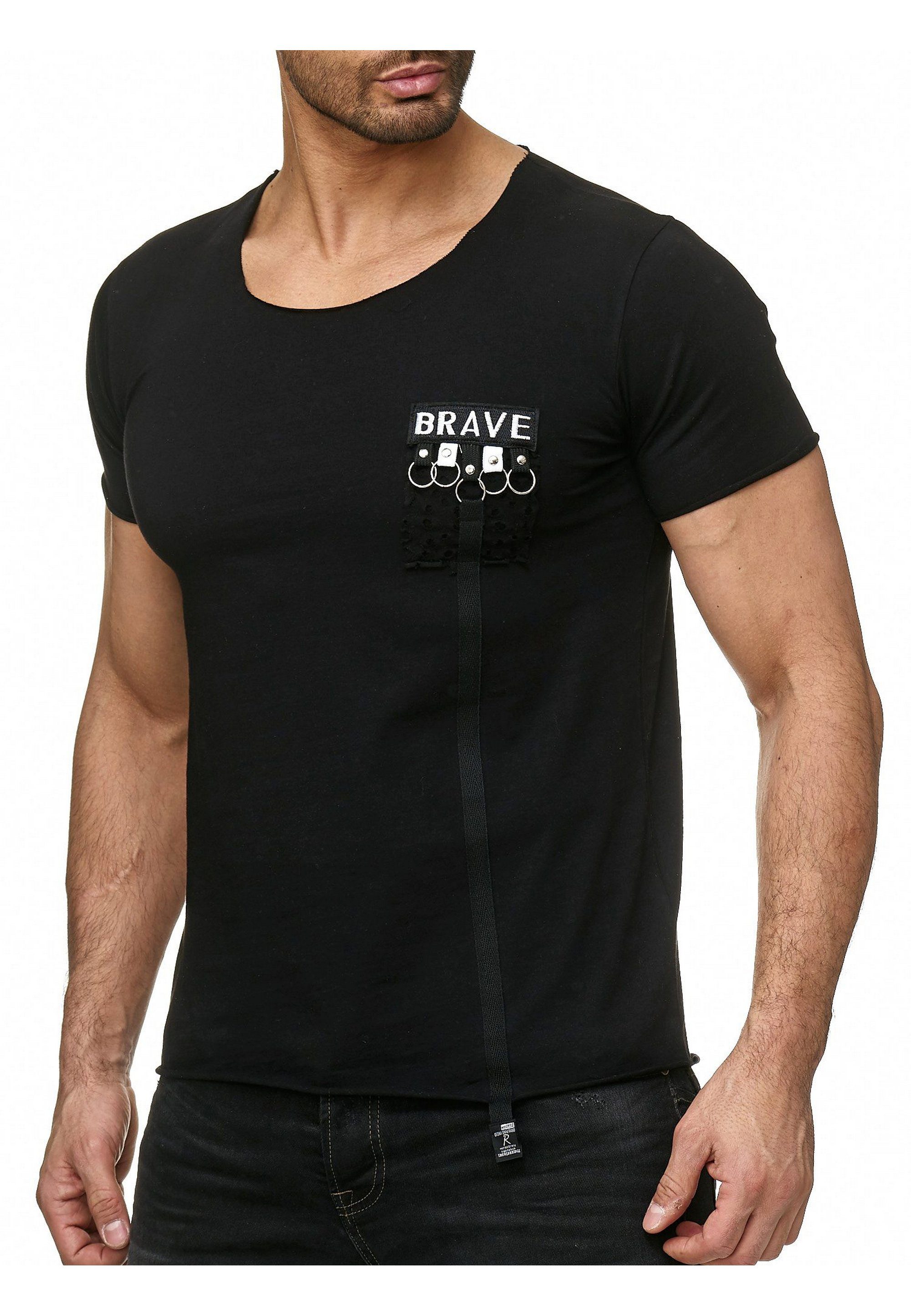 RedBridge T-Shirt Jacksonville mit stylischer Brusttasche schwarz