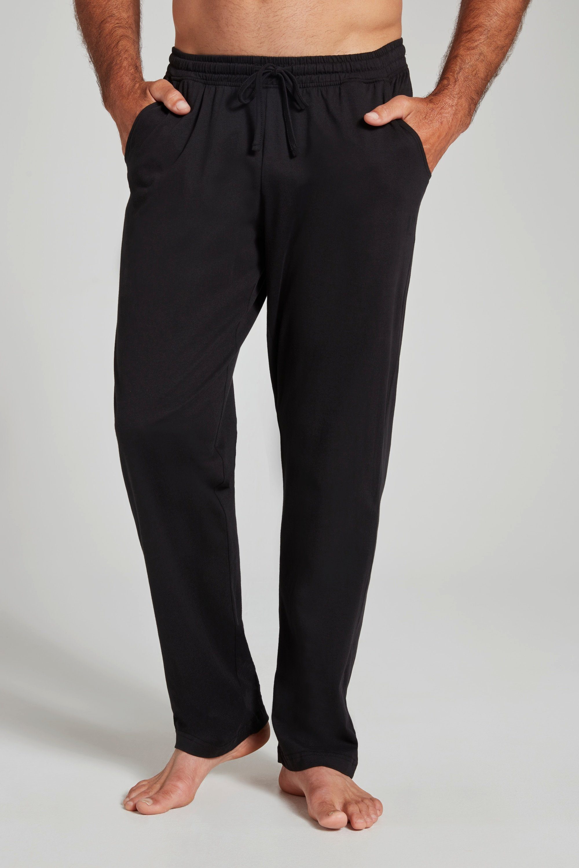 JP1880 Schlafanzug Schlafanzug-Hose Homewear lange Form Elastikbund schwarz