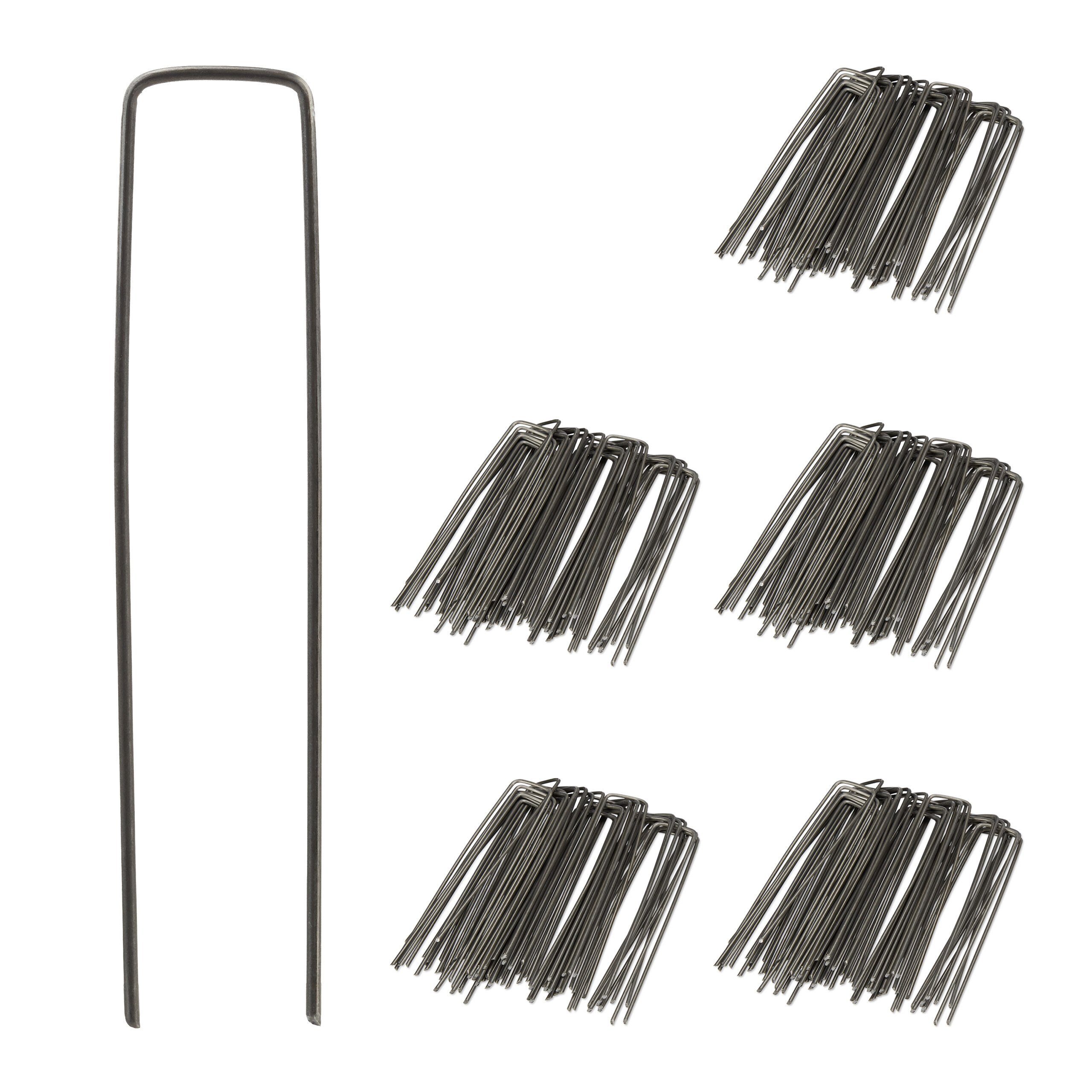 relaxdays Bodenanker Erdanker 15 cm im 250er Set, für Unkrautvlies, Poolplanen, Kabel und Schläuche, Einfaches Einschlagen in den Boden, (250-St)