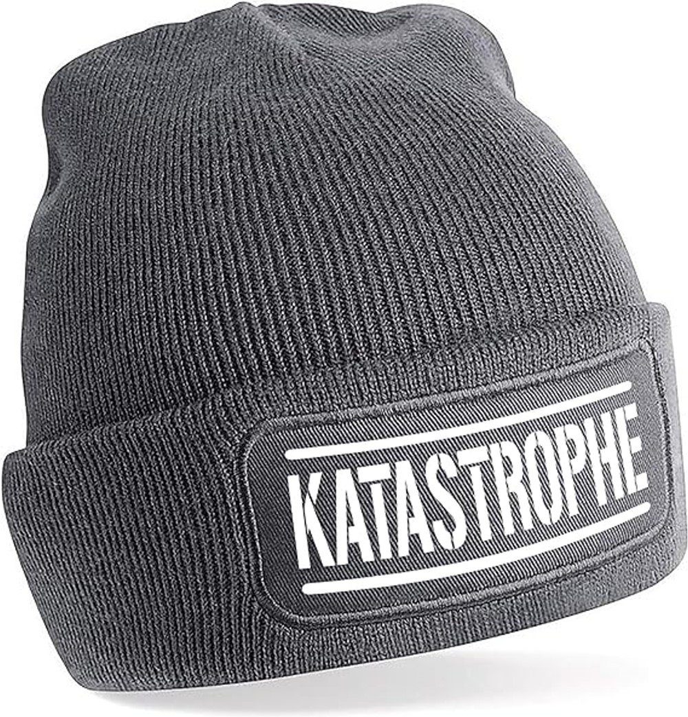 Beanie Strickmütze mit Spruch KATASTROPHE