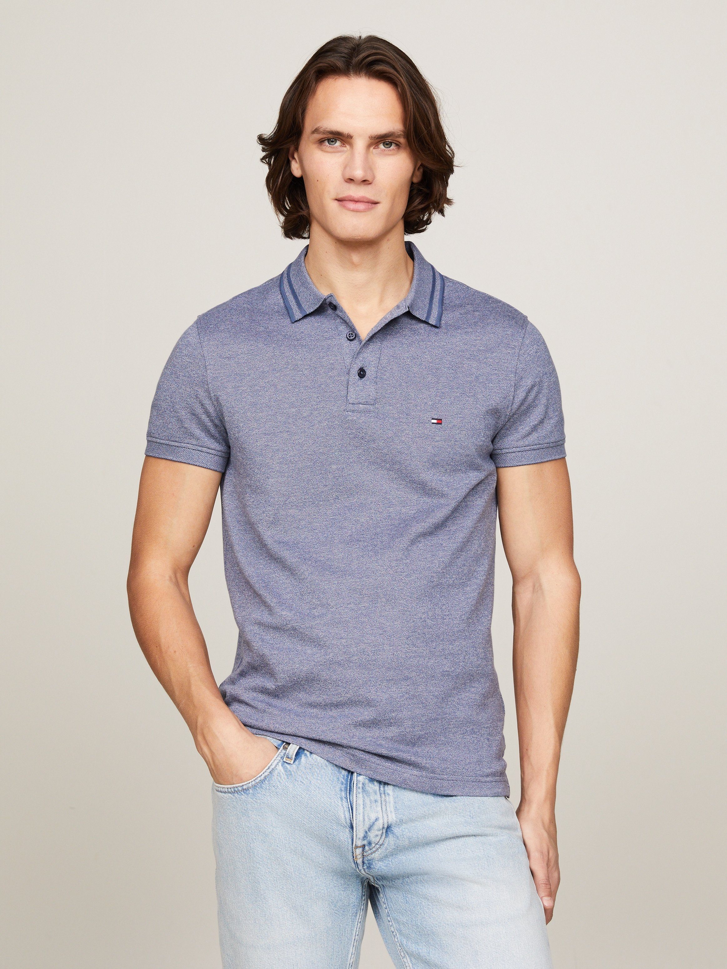 Tommy Hilfiger Poloshirt PRETWIST MOULINE SLIM FIT POLO mit melierter Optik