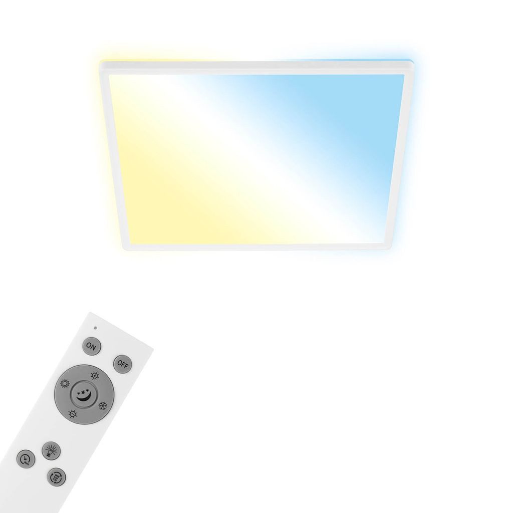 Briloner Leuchten LED Deckenleuchte 7060-016, Bluetooth, LED fest integriert, 2700K - Extra-Warmweiß, Smarte Deckenlampe, 42x42x2,5cm, Weiß, 22W, Wohnzimmer, Schlafzimmer
