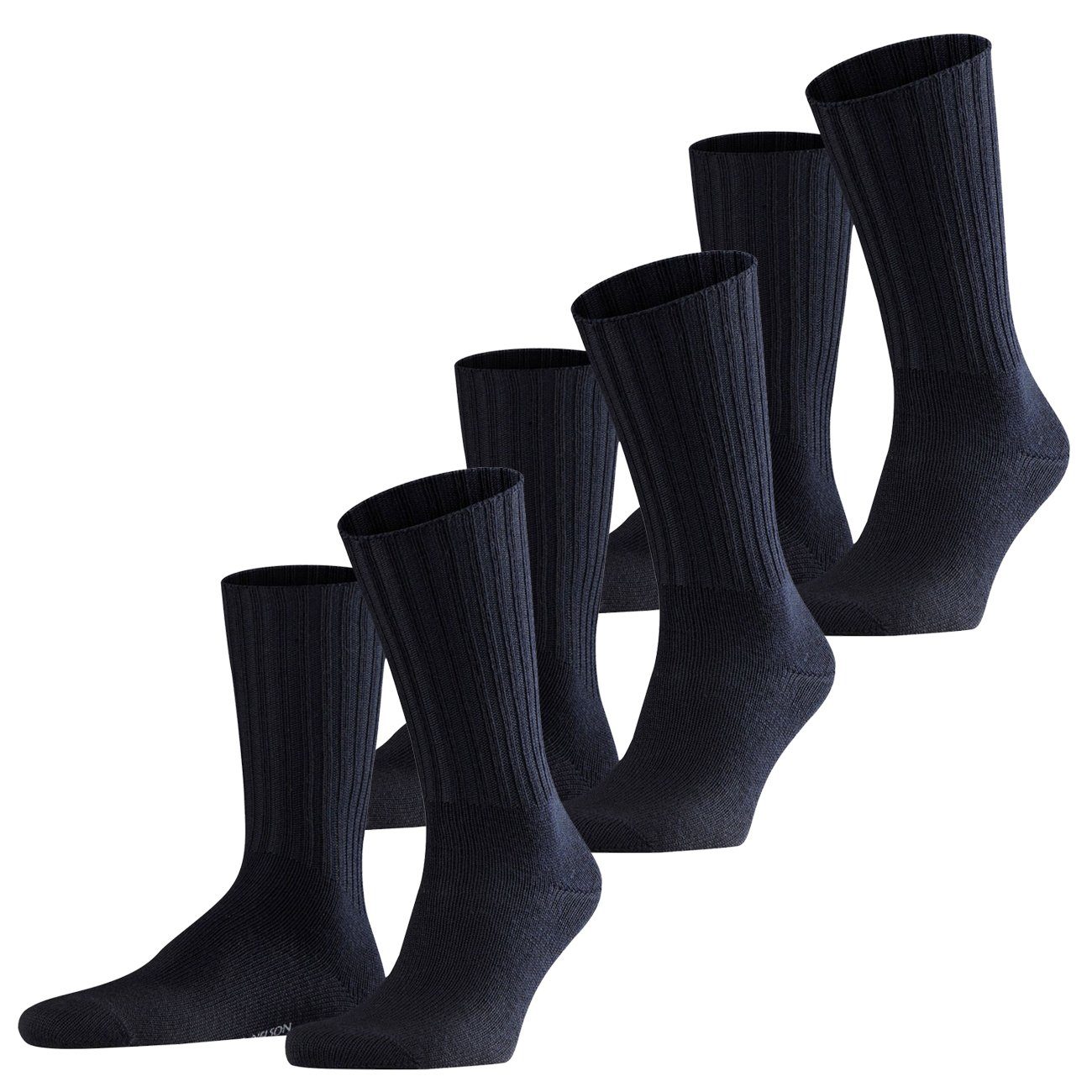 FALKE Langsocken Nelson Socken 3er Pack (3-Paar) aus Wolle Dark Navy (6370)