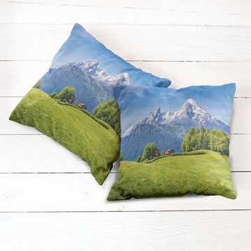 Kissenbezüge Modern Accent Doppelseitiger Digitaldruck, Abakuhaus (2 Stück), Landschaft Blühende Blumen Laub