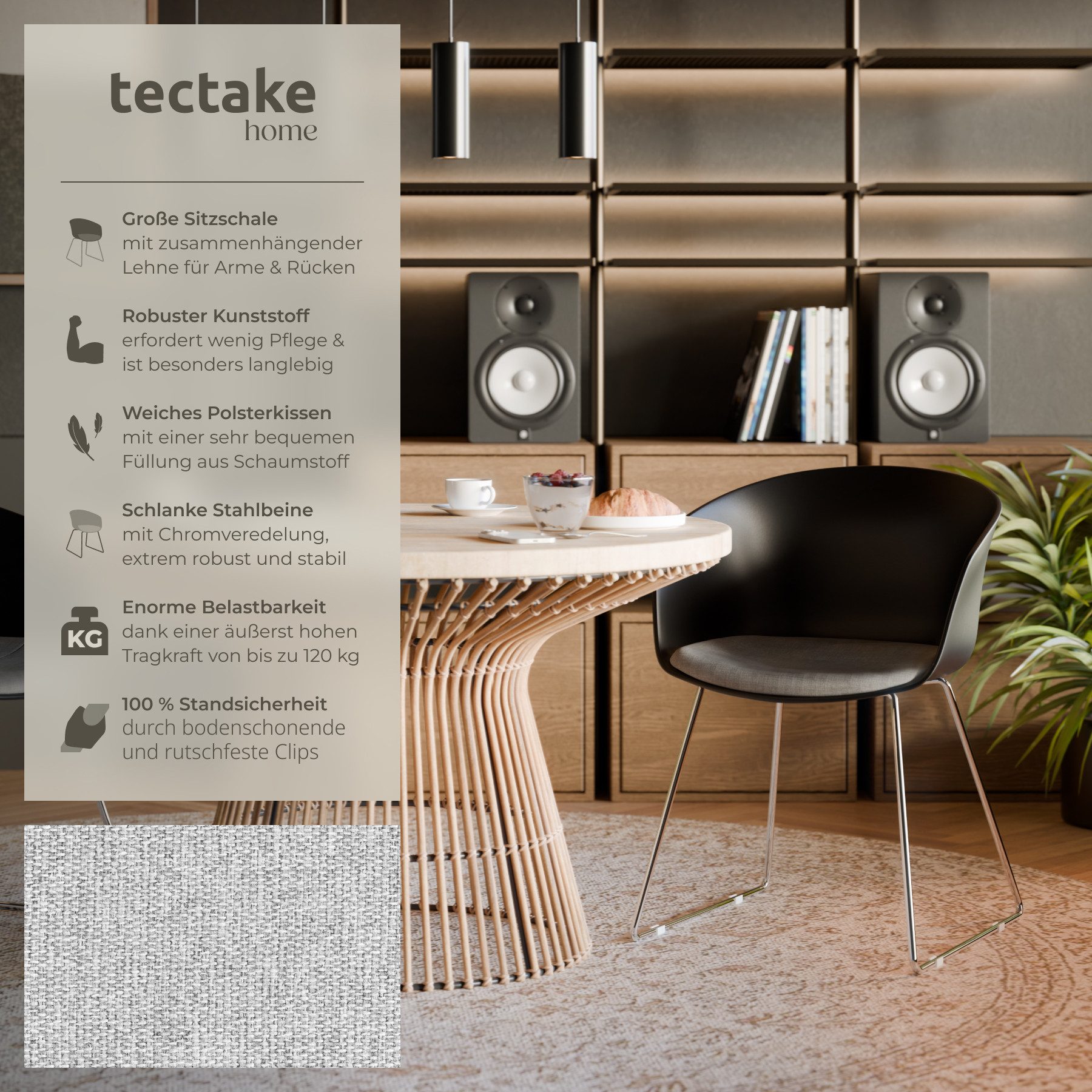 tectake Esszimmerstuhl Kunststoff-Armlehnstuhl (Set, 2 St), Weich gepolster günstig online kaufen