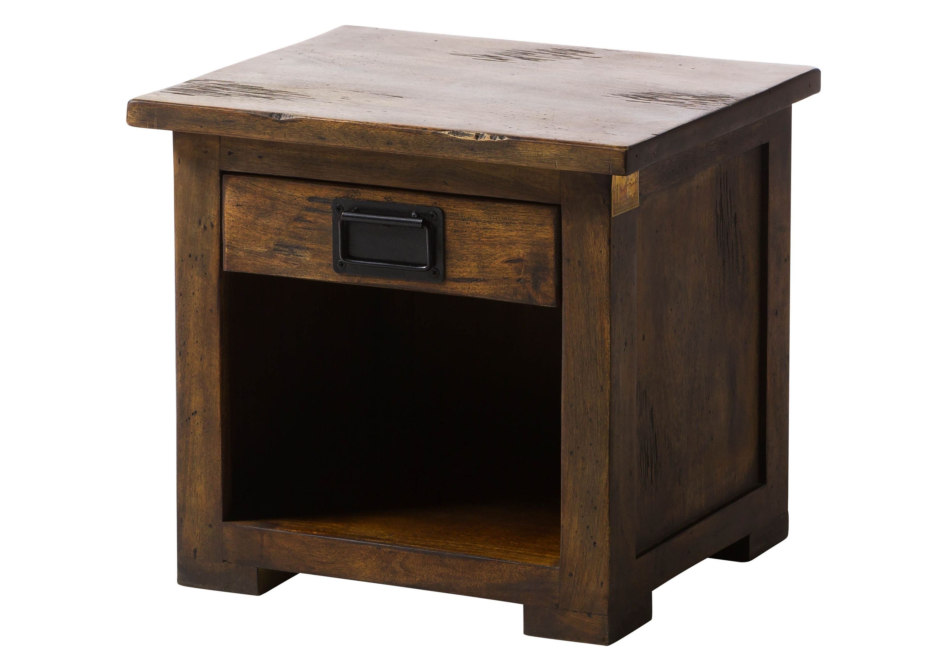 Massivmoebel24 Nachttisch RAILWAY (Massivholz, Massivholztisch), Nachttisch Mango 50x40x45 braun lackiert RAILWAY #487