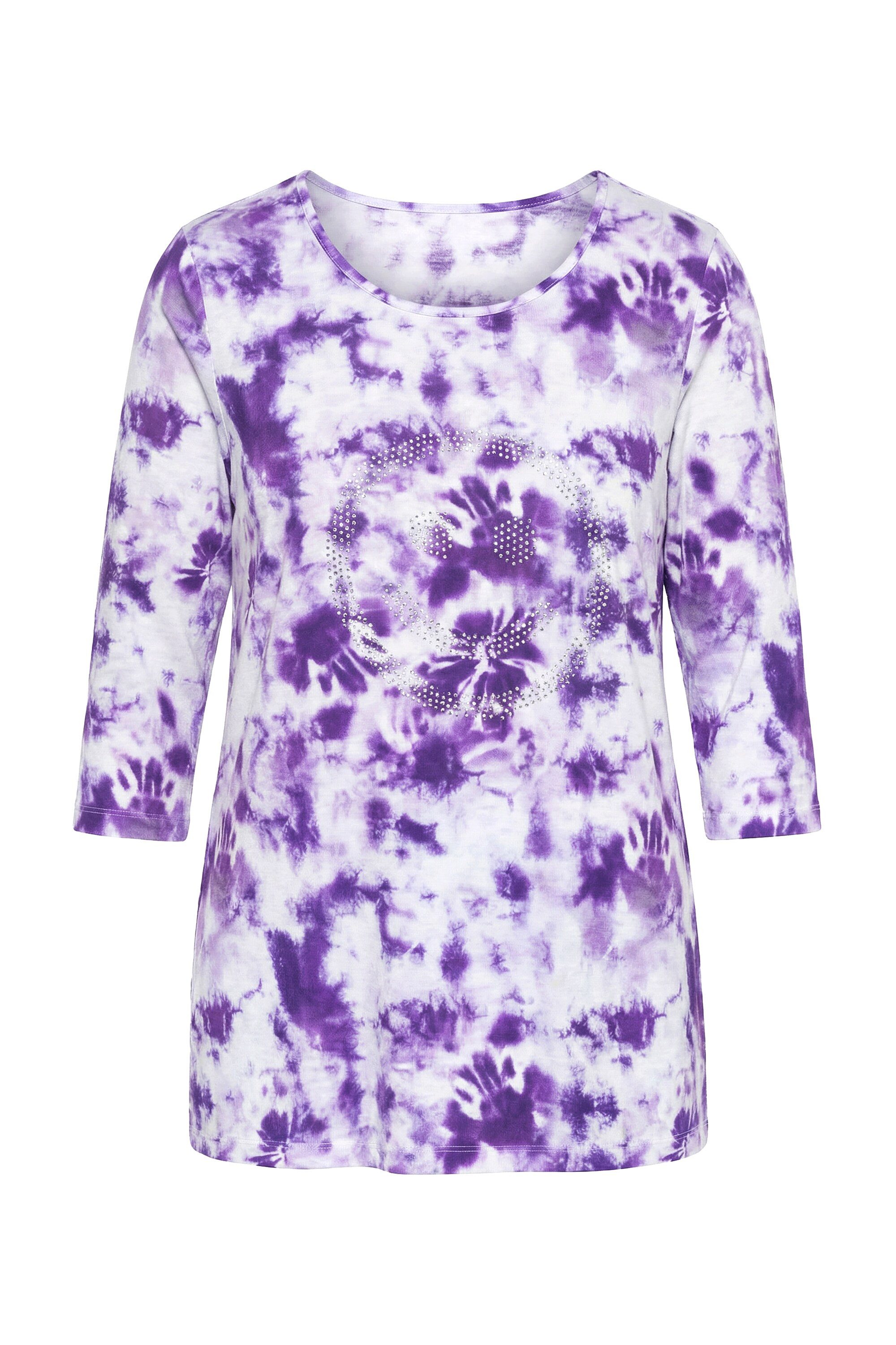 Angel of Style T-Shirt T-Shirt Komfort Fit Batikmuster Glitzer-Smiley