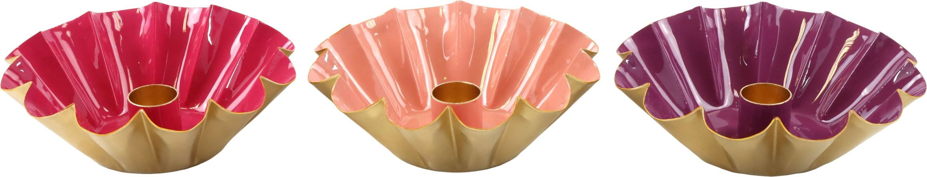 FURNARO Kerzenhalter Berry (3 St., Set), 3-teilig, rot, Metall, Ø14,5 x 5 cm