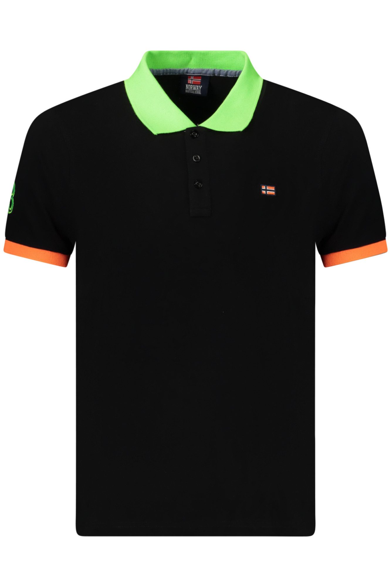NORWAY 1963 Poloshirt Elegantes Schwarzes Herren Poloshirt mit Lime