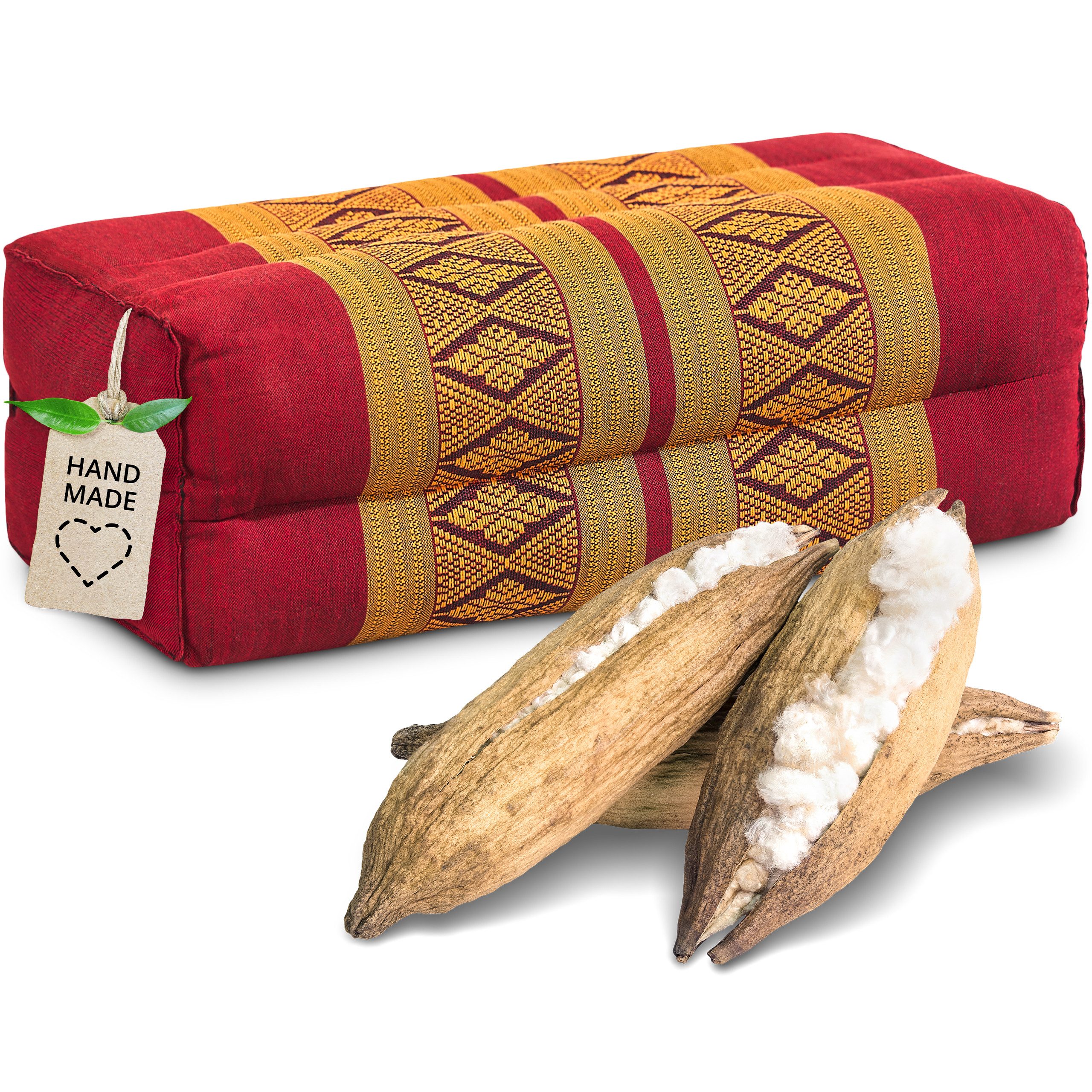livasia Stützkissen Yogakissen (Classic) vegan und handgefertigt, 17x34x12cm, Kapok