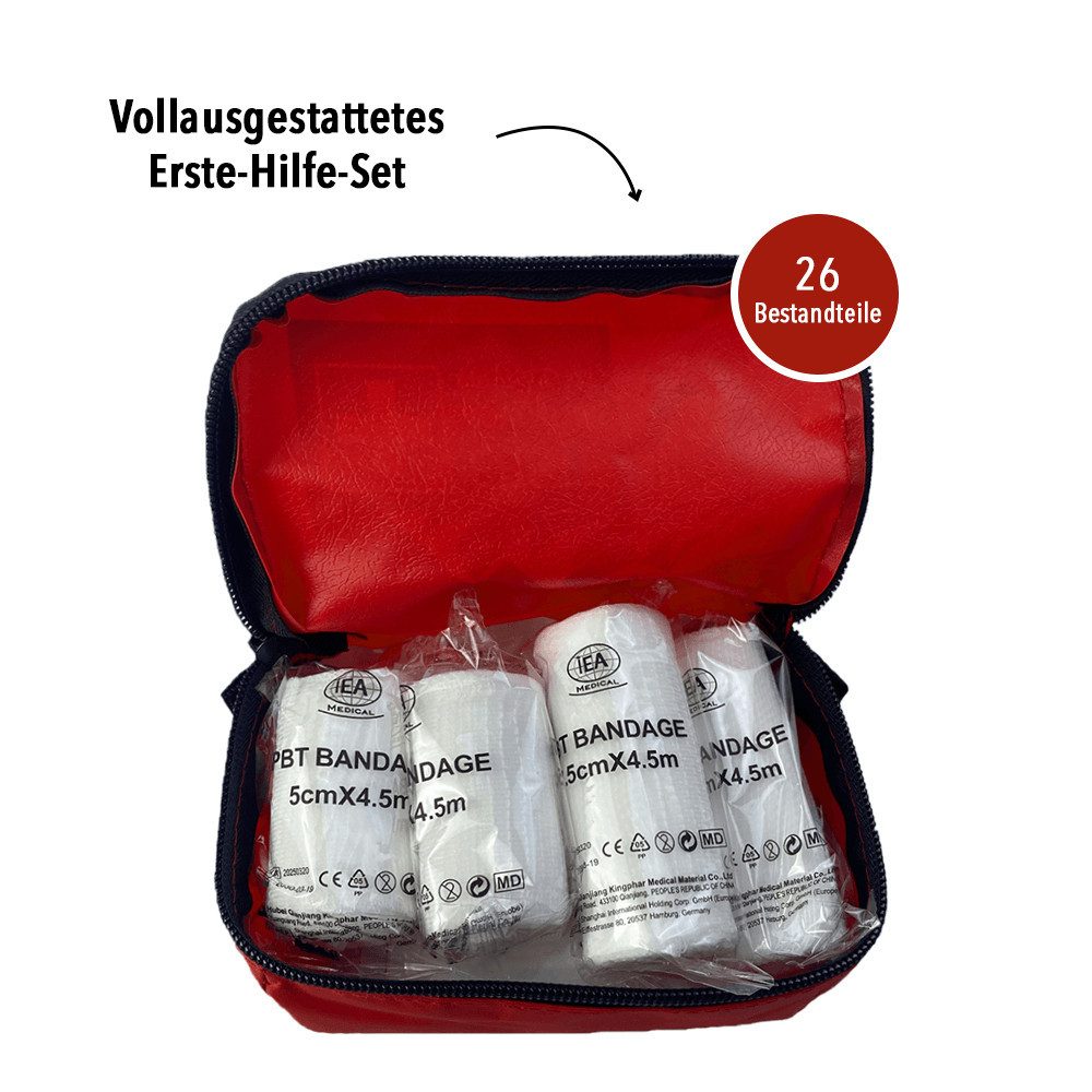 IEA Medical Erste-Hilfe-Set Outdoor 2er Set – Reiseapotheke für Wandern & Camping, 2er Set: kompakte Outdoor-Reiseapotheke mit Karabiner & Zeckenzange