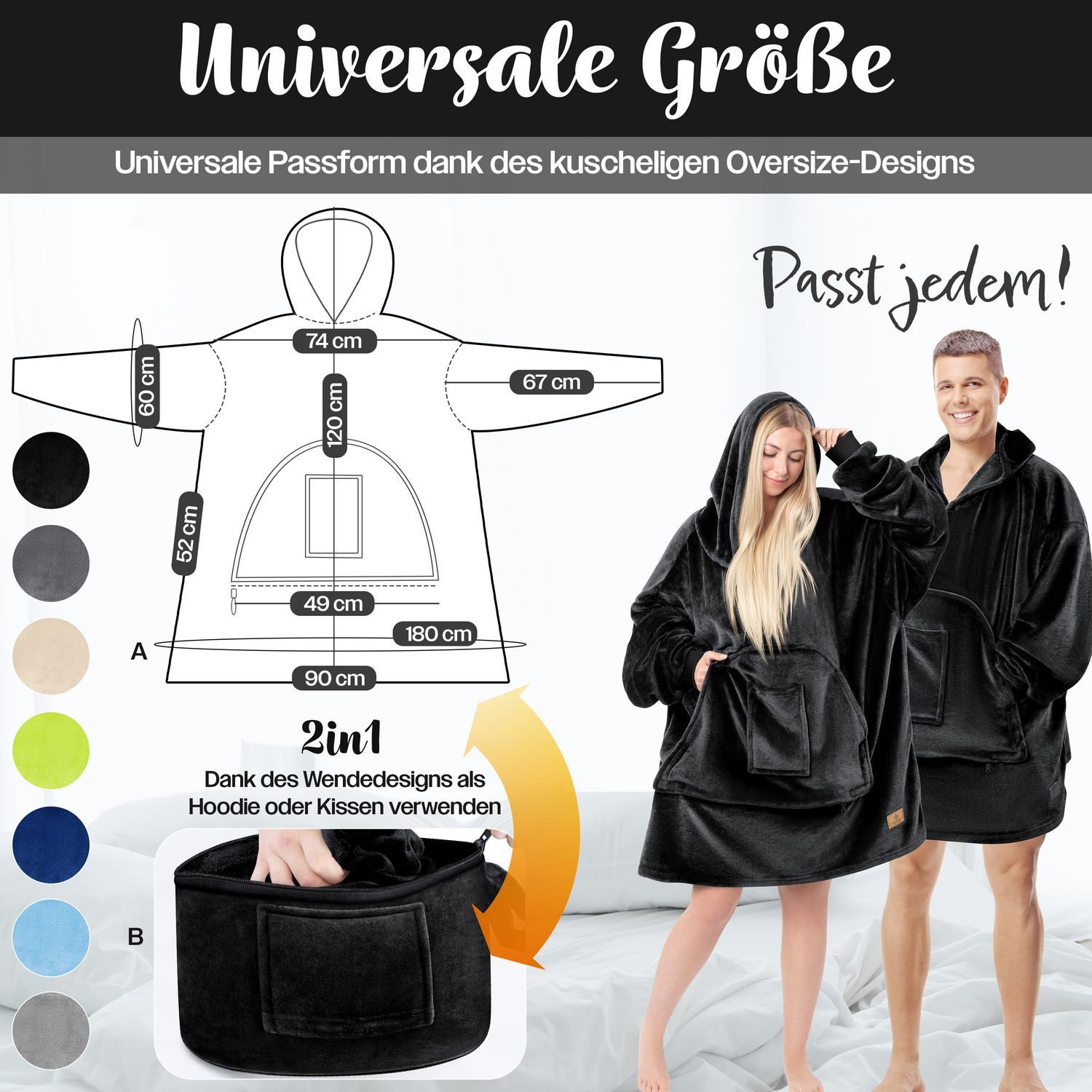 Wohndecke, KESSER, Hoodie Decke Kuscheldecke mit Ärmeln günstig online kaufen