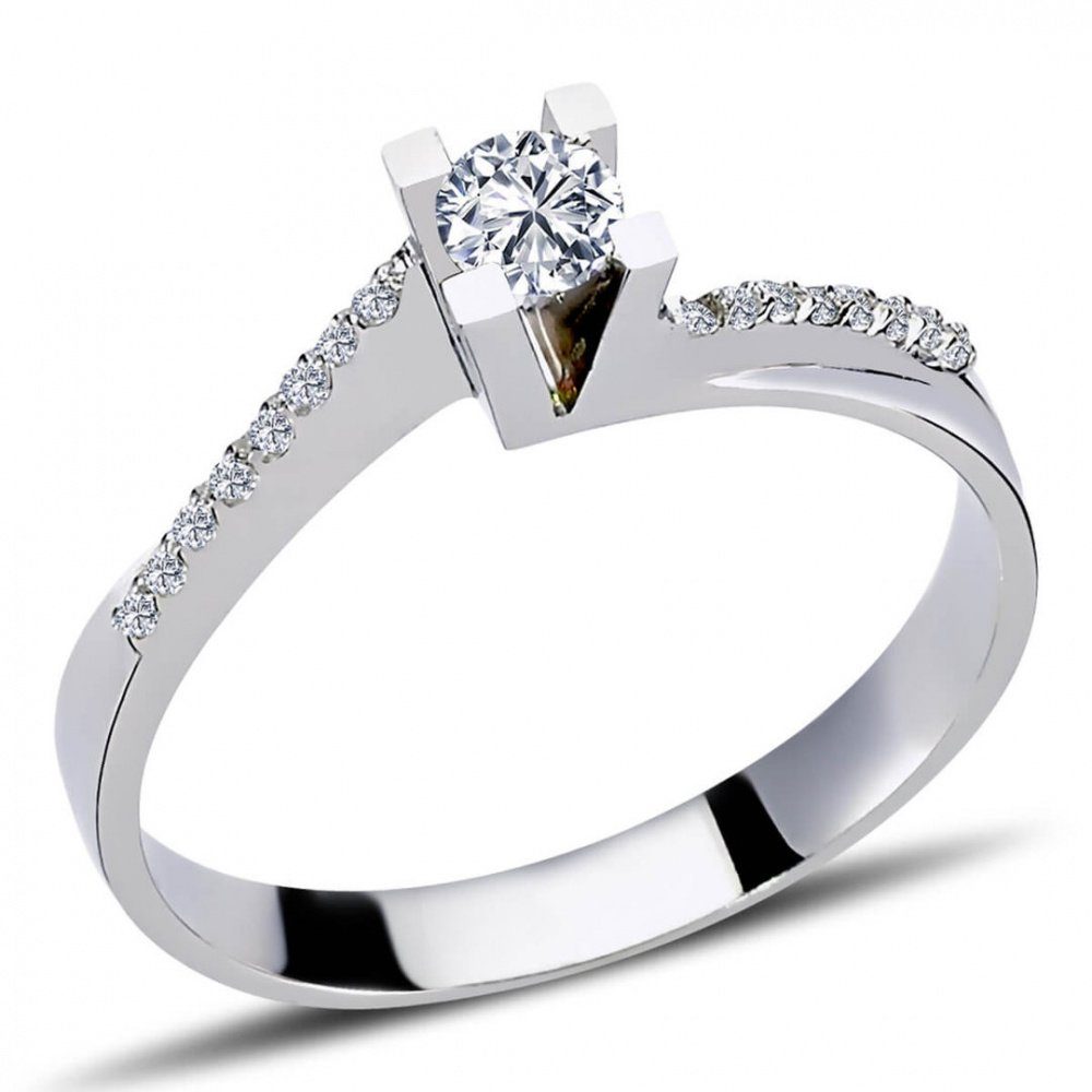 EinStein Diamant Diamantring 0,23 Carat Diamant Ring Antragsring 14 Karat Weißgold