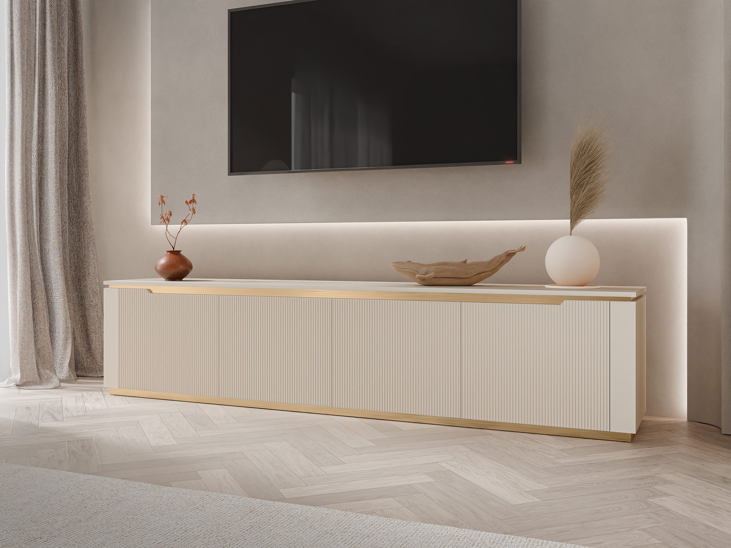 MIRJAN24 TV-Schrank Hilafin 4K (mit vier Klappen) 219x40x50 cm