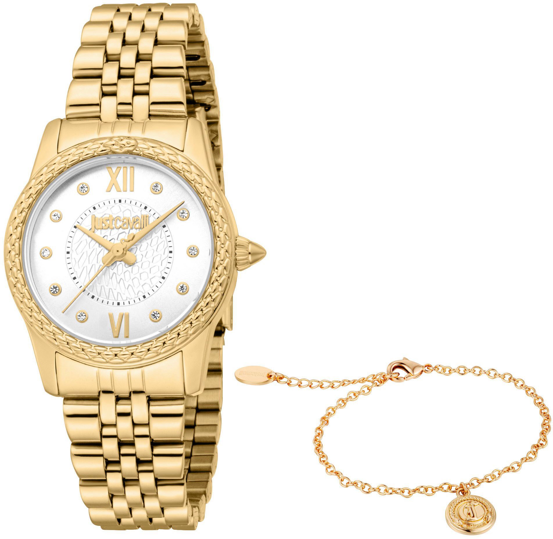 Just Cavalli Time Quarzuhr Sublime JC1L360M0055, (Set, 2-tlg., mit Schmuckarmband), Armbanduhr, Damenuhr, Edelstahlarmband, Ideal auch als Geschenk