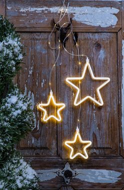 Home affaire LED-Lichtervorhang »Lamothe, Weihnachtsdeko aussen«, Lichterkette mit 3 Sternen und 258 warmweißen LEDs