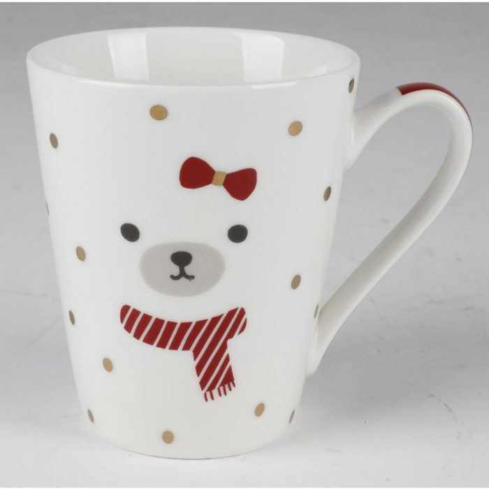 BURI Tasse 12 Stück Kaffeebecher aus Porzellan mit Weihnachtsmotiven Tassen Set w