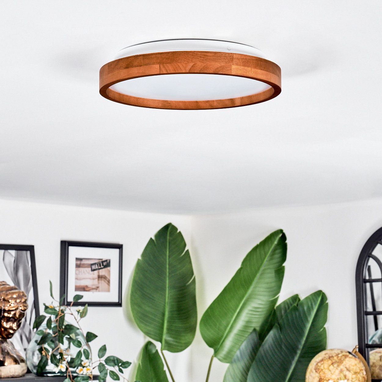hofstein Deckenleuchte Deckenlampe aus Metall/Holz/Kunststoff in günstig online kaufen