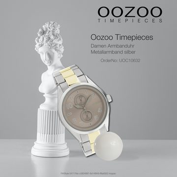 OOZOO Quarzuhr Oozoo Damen Armbanduhr Timepieces Analog, (Analoguhr), Damenuhr rund, groß (ca. 42mm) Metallarmband silber, gold