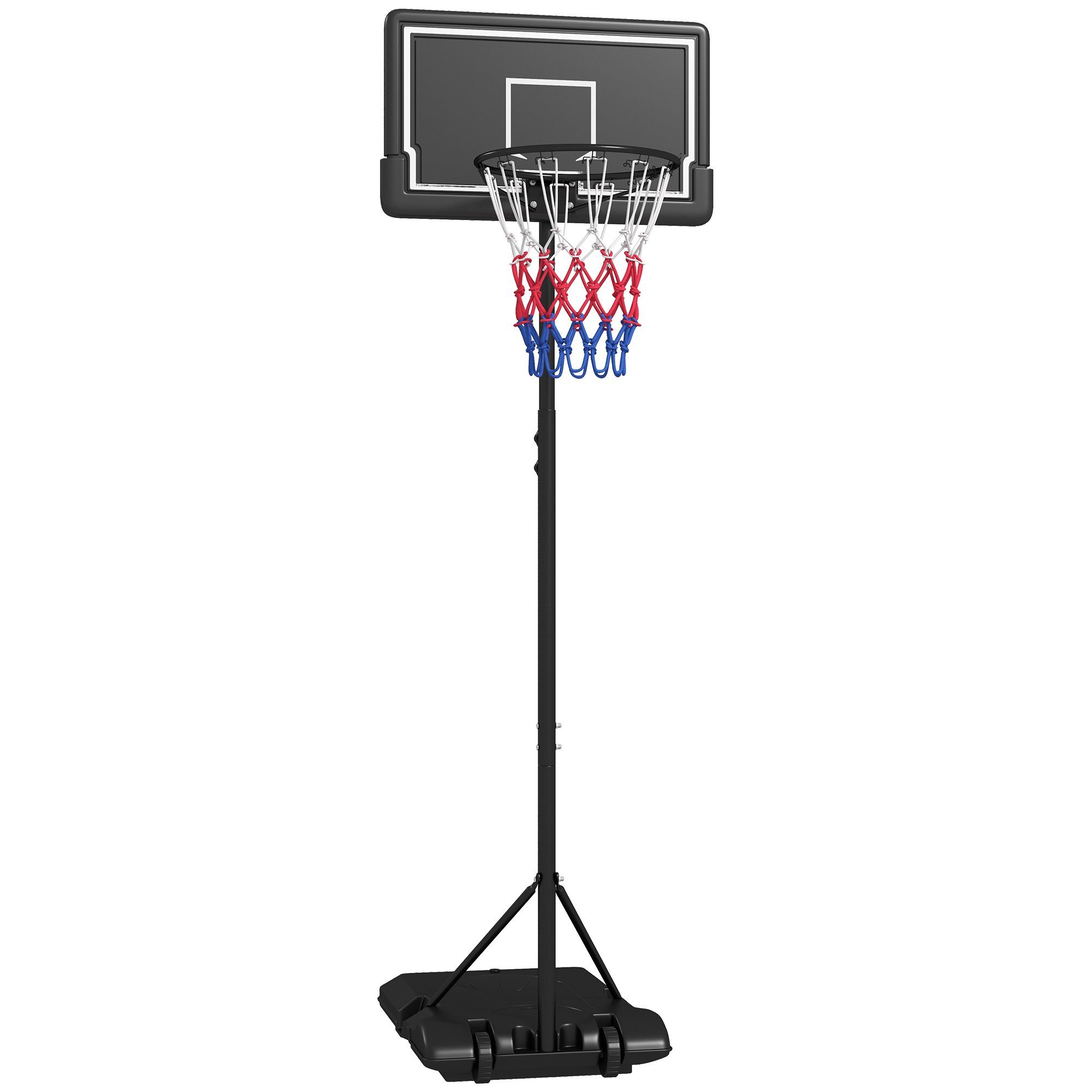 SPORTNOW Basketballständer 220-250 cm mit Rollen und bruchsicherem Rückwand (Basketball-Backboard-Ständer, 1-St., Basketballkorb mit Ständer), für Erwachsene, Stahl