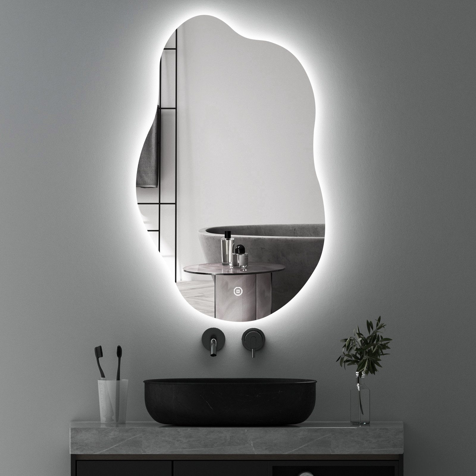 WDWRITTI Wandspiegel mit beleuchtung Badspiegel LED Touch Modern Dreifarbig günstig online kaufen