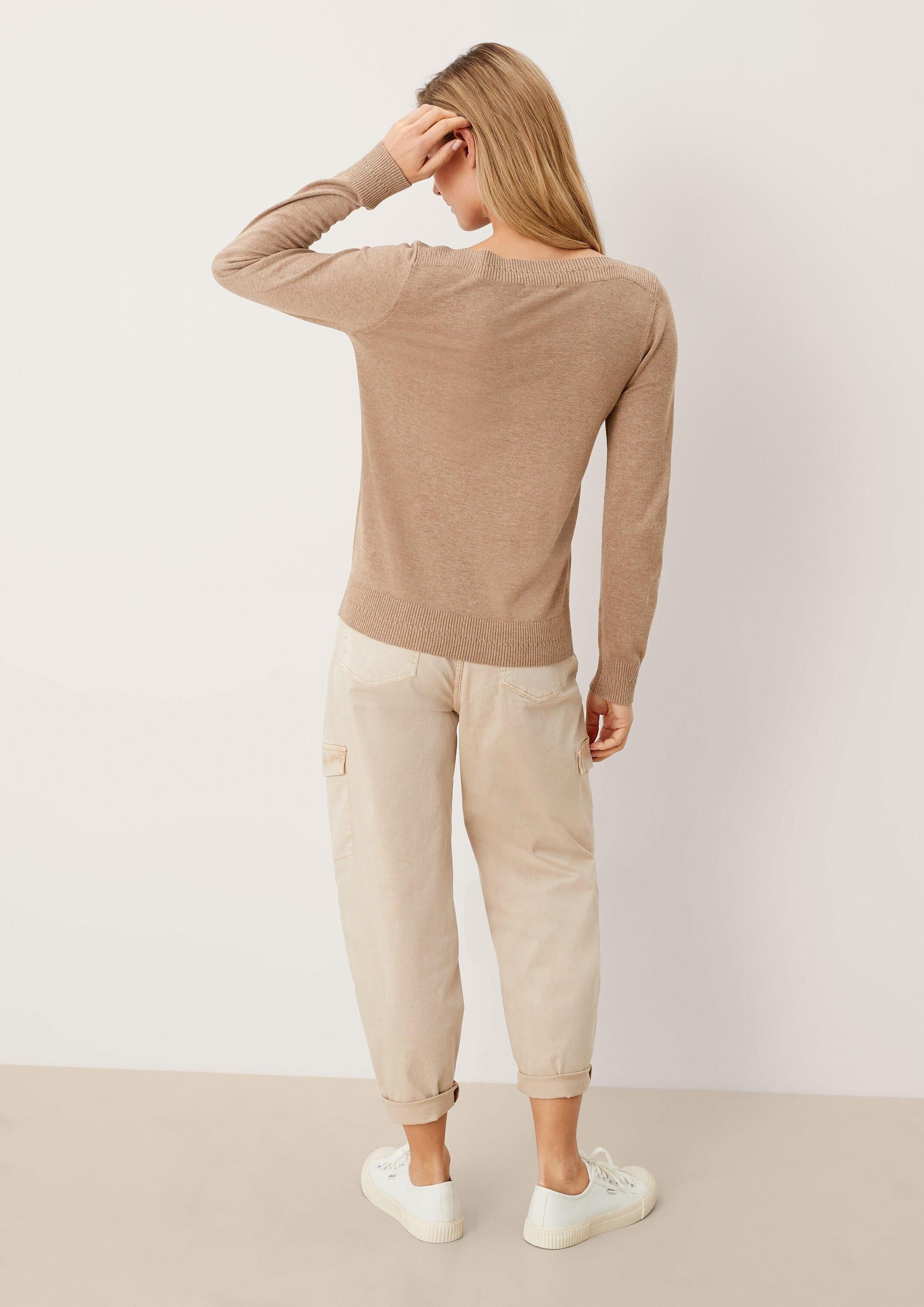 s.Oliver Longpullover Strickpullover Pullover mit U-Boot-Ausschnitt