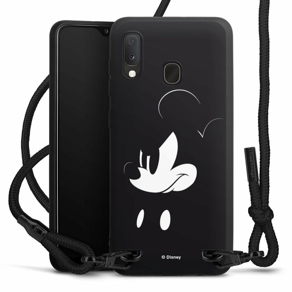 DeinDesign Handyhülle Mickey Mouse Offizielles Lizenzprodukt Disney Mickey Mouse - Mad, Samsung Galaxy A20 Premium Handykette Hülle mit Band Case zum Umhängen