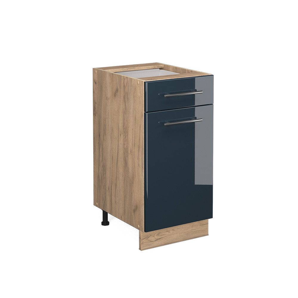 Vicco Unterschrank Fame-Line, Dunkelblau Hochglanz/Goldkraft Eiche, günstig online kaufen