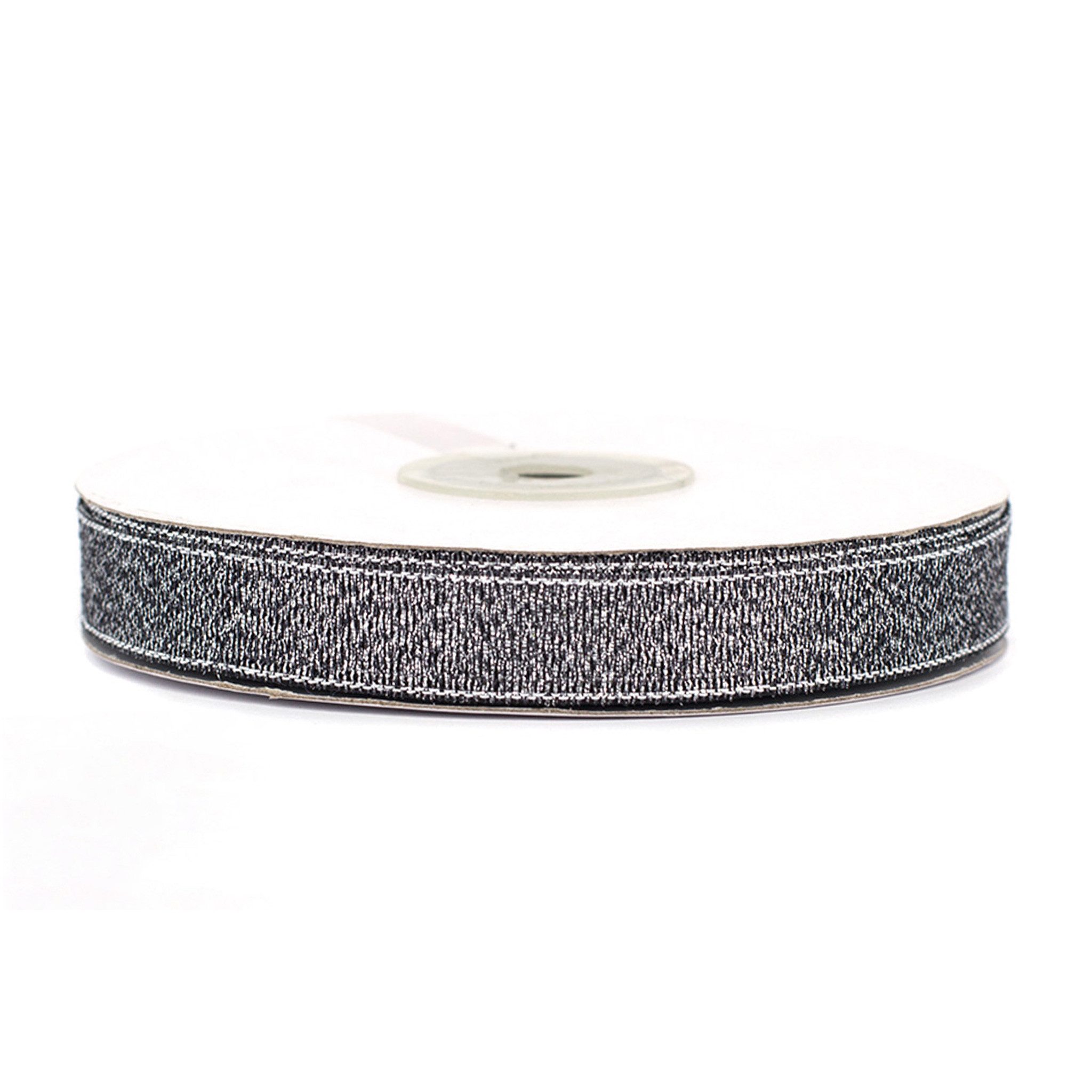 Creativery Geschenkband, Glitzerband 12mm x 32m Rolle Schwarz / Silber