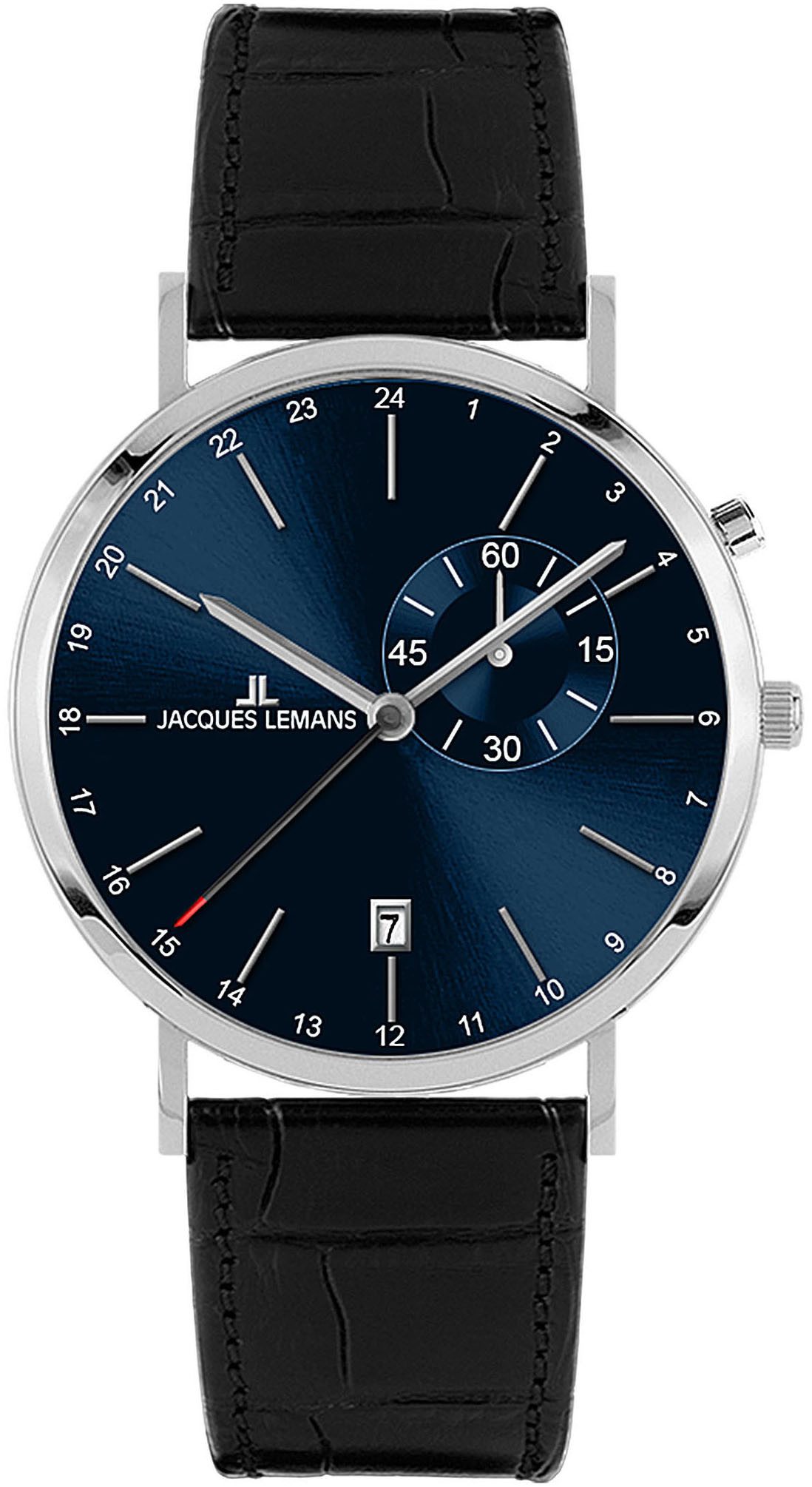 Jacques Lemans Quarzuhr Nizza 1-2175A, Armbanduhr, Damenuhr, Herrenuhr, Datum, Lederarmband