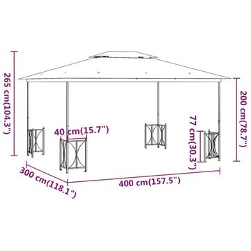 DOTMALL Pavillon Pavillon,mit Seitenwänden & Doppeldach,Anthrazit,3x4 m