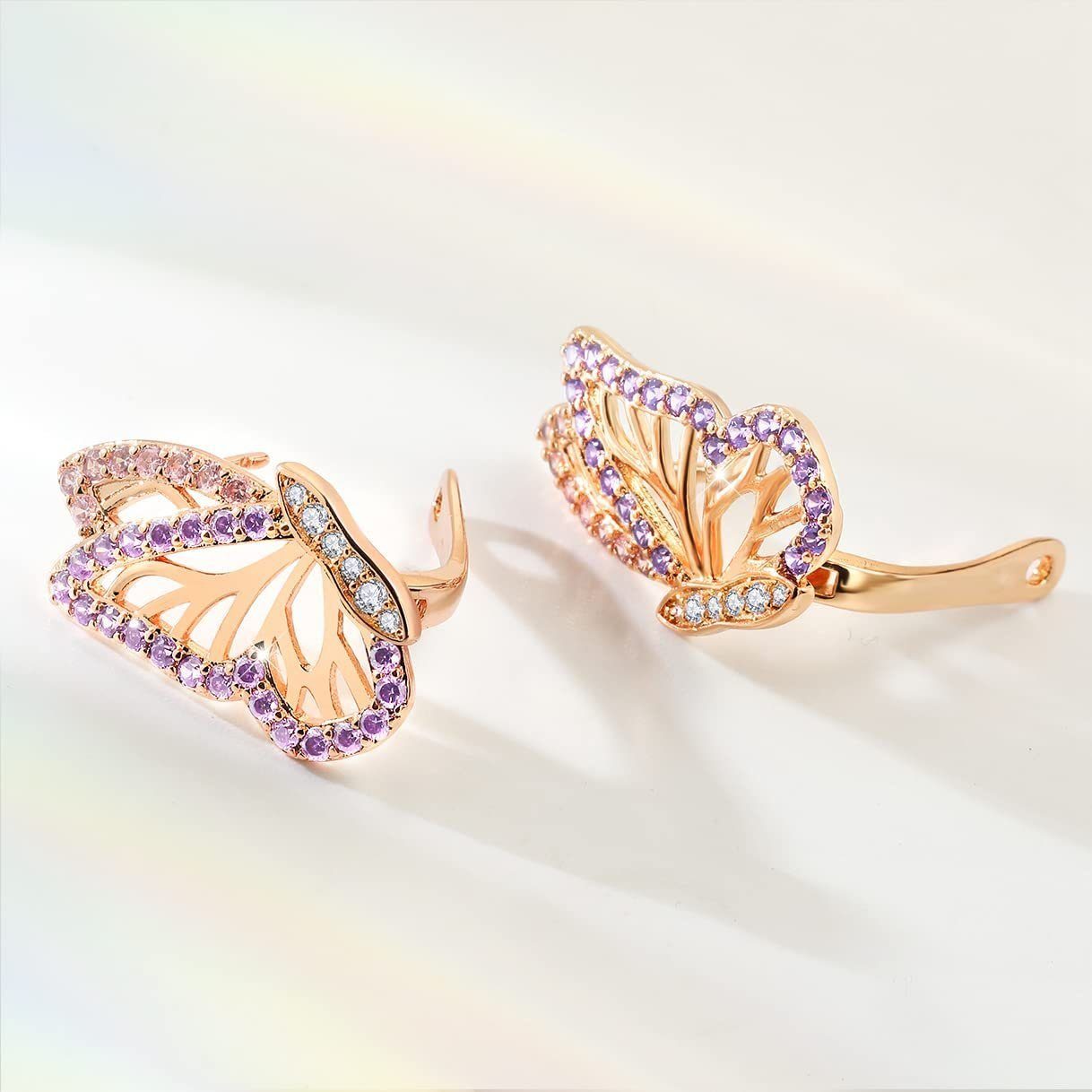 für (2-tlg) Ohrringe Hoop Schmetterling Ohrringe Paar Gold Frauen, LENBEST Ohrhänger