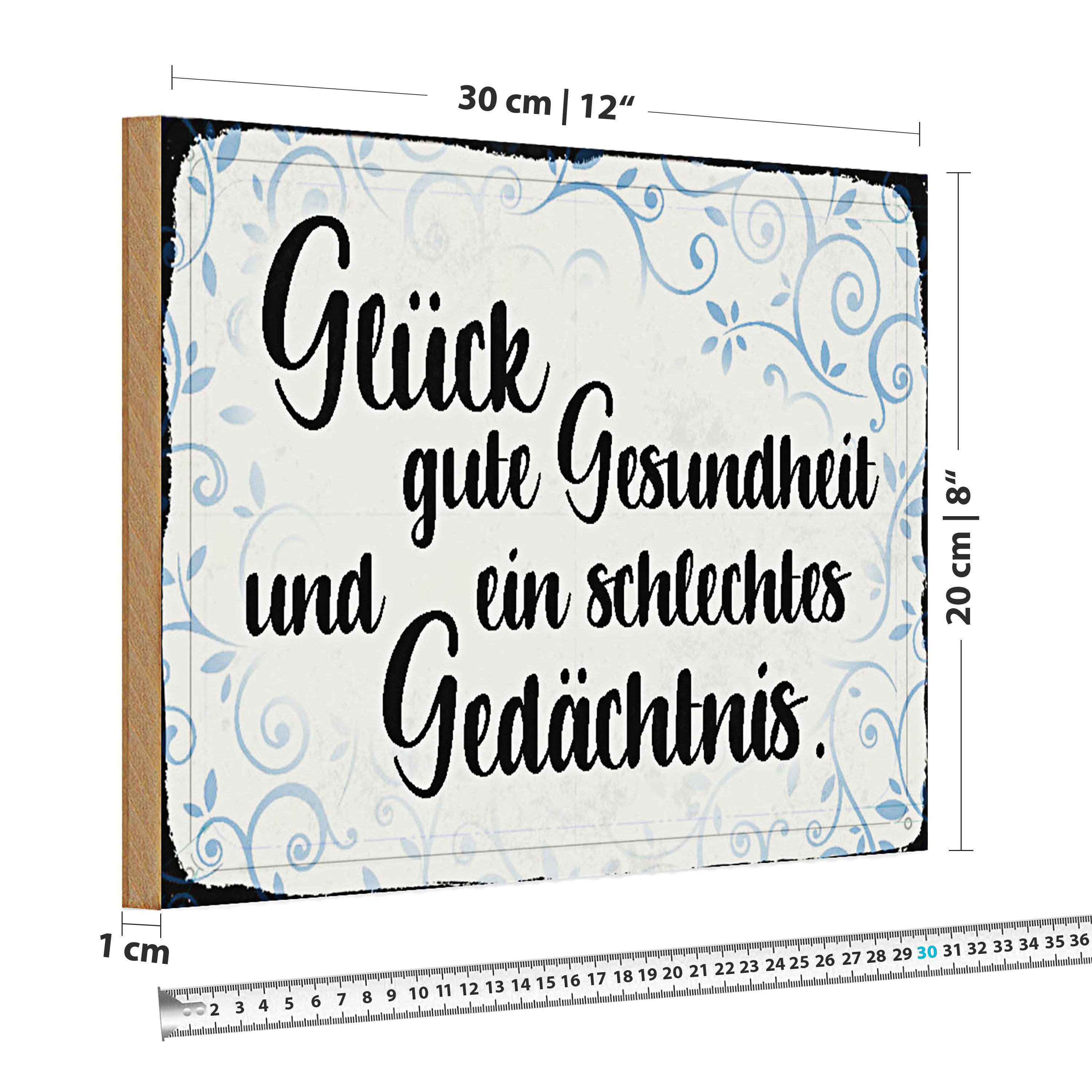 Roomando Holzbild Holzschild Spruch 30x20cm Glück gute Gesundheit