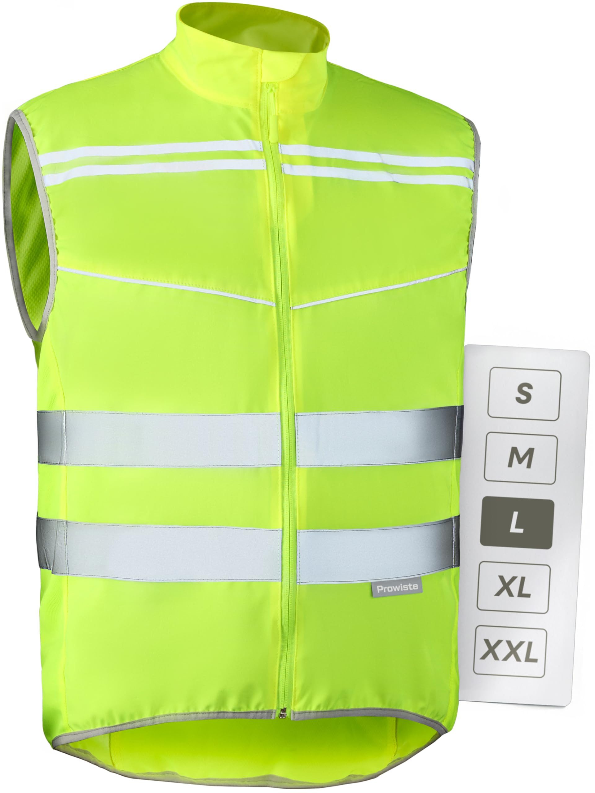 Prowiste Warnweste Fahrradweste Herren & Damen – Hohe Sichtbarkeit in Neon Gelb (Einzelartikel, 1 x Bike Vest) Atmungsaktiv (Mesh) & Rückentasche – Hohe Sichtbarkeit beim Laufen