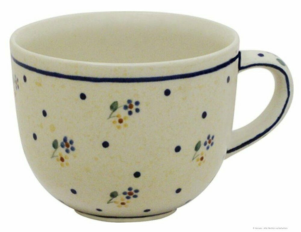 Bunzlauer Keramik Cappuccinotasse große runde 350ml Tee-& Milchkaffeetasse, Becher, Ø10 cm, Dekor 111, Keramik