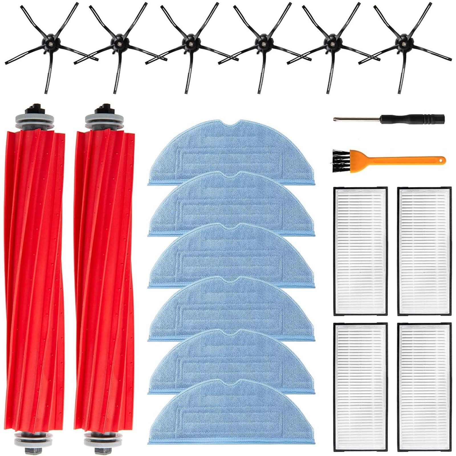 VERCO Reinigungsbürsten-Set Reinigungskit für Roborock, T7, T7S, T7 Plus, T7S Plus S7, S7 Plus, S7 Pro Ultra, S7 MaxV, S7 MaxV Plus, (20-tlg), Ersatz Teile Set Wartungskit Filter Seitenbürste Zubehör Bürste