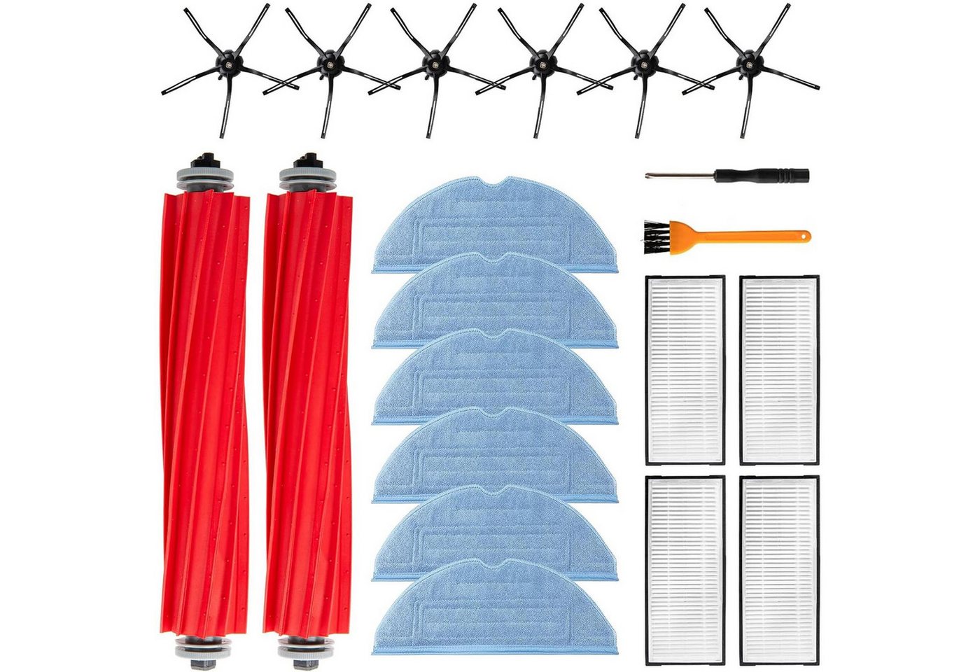 VERCO Reinigungsbürsten-Set Reinigungskit für Roborock, T7, T7S, T7 Plus, T7S Plus S7, S7 Plus, S7 Pro Ultra, S7 MaxV, S7 MaxV Plus, (20-tlg), Ersatz Teile Set Wartungskit Filter Seitenbürste Zubehör Bürste