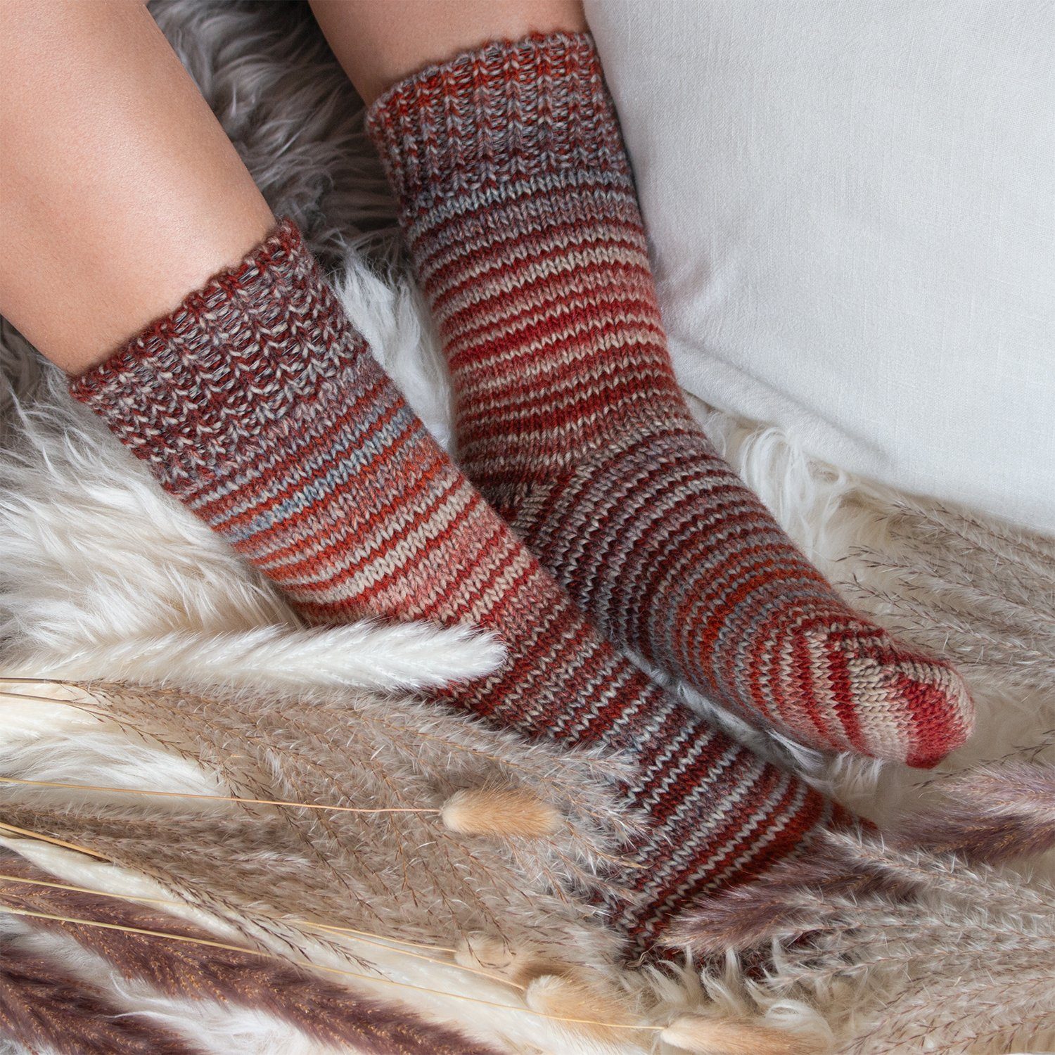 celodoro Umschlagsocken Damen & Herren Mouline Wollsocken mit Umschlag